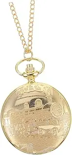 [MOBUTOFU] Unique Design Gold Pocket Watch Large Train Pattern Timing Chest Watch