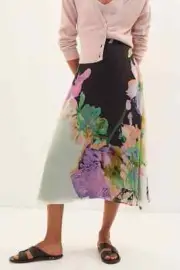 Anthropologie Eva Franco Floral Midi Skirt Vibrant NWT Size 12 Women's New
