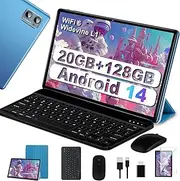 2025 Latest Tablet 10 Inch with Widevine L1, Android 14 Tablet, 20GB RAM + 128GB ROM (TF 1TB), Octa-Core 1.8GHz, WiFi 6, 6000mAh, Bluetooth 5.0, 1280 x 800, 8MP + 5MP, Tablet with Keyboard and Mouse,