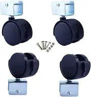 4pcs Child Crib Caster in Rubber Swivel Cot Castors 2 Inch Furniture Wheel with Brake,Baby Crib Wheel Accessories,Load 70kg,Double Wheel,Silent,Black,with U-Bracket (25mm/1in) 25mm/1in (Color : 25mm/