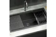 Cefito Kitchen Sink 81X45CM Stainless Steel Single Bowl Drain Rack Basket Black