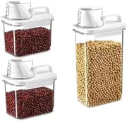 Cereal Containers Airtight Food Storage Containers 3PCS 1100ML*2 And 2300ML*1 Plastic Pantry Organiser with Measuring Cup for Kitchen Storage & Organisation – Ideal for Cereal, Grains, and Dry Goods
