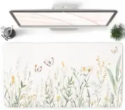 Large Mouse Pad for Desk, Floral Computer Desk Mat for Keyboard and Mouse, Non-S