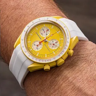 20mm 彎曲末端橡膠矽膠錶帶 女士男士通用柔軟錶帶 適用於S-watch O-MEGA 行星系列月球水星弧形橡膠表帶
