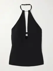 [The Attico] The Attico - Buckled Cady Halterneck Top - Black - IT46 IT 46 Black