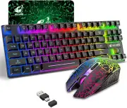 Wireless Gaming Keyboard and Mouse Combo with 87 Key Rainbow LED Backlight