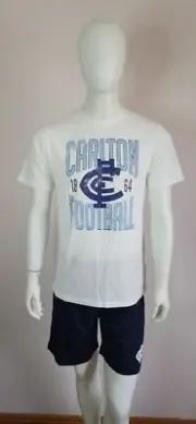 Carlton Blues AFL AFCAL0839 W24 Mens Short Sleeve Pyjama Set Size L New