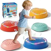 Lehoo Castle Stepping Stones for Kids, Light-up Stepping Stones, Sensory Toys Balance Board, Indoor & Outdoor Balance Step Stone Up to 200lbs Obstacle Course, Toddler Toys for Ages 2-5