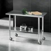 Cefito 1219x610mm Stainless Steel Kitchen Bench with Wheels 430
