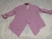 White House Black Market Jacket Blazer XSmall Pink Open Drape Front Roll Tab