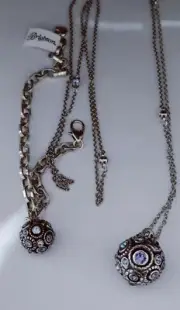 Brighton 2 PC set HALO SPHERE Blue Purple Crystal Necklace & Bracelet
