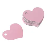 50pcs Heart Shape Blank Kraft Paper Card Gift Tag Label Diy Party Wedding Crafts Pink