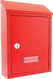 MB09R Burg Wächter Avon Rear Entry Wall Mounted Galvanised Steel Lockable Weatherproof Post Box - Red - 21x30x7cm