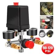 90-120PSI Air Compressor Pressure Switch Manifold Regulator Gauges leDth