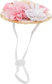 DOITOOL Doll Dress Up Cap with Bow and Faux Flower Summer Sun Hat for Dolls Style Accessory Inner Diameter for Craft Projects and Miniature Western Dollhouse Supplies