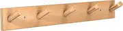 HangerSpace Wooden Wall Mounted Coat Rack, Natural Wood Duty Coat Hooks with 5 Pegs Wall Hooks, Wooden Coat Hanger Hat Rack for Hanging Coats Towels Purse Robes