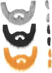 Healeved 3Sets Realistic Fake Beard and Eyebrows Set Self Adhesive Costume Accessories for Halloween Cosplay Masquerade and Party Use Dwarf Gnome Grandpa Style