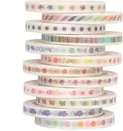 Yubbaex 12 Rolls Washi Tape Set, 5MM Wide Basic Patterns Thin Decorative Masking Tapes for Journal,Scrapbook, Planner, DIY Crafts (Thin Gradient 12 Rolls)