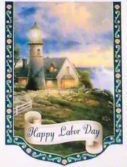 Thomas Kinkade HAPPY LABOR DAY Hamilton Collection Limited Edition Flag RARE