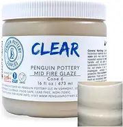Penguin Pottery - Clear Glaze - Mid Fire Glaze, High Fire Glaze, Cone 5-6 for Mid Fire Clay, High Fire Clay - Ceramic Glaze Pottery (1 Pint | 16 oz | 473 ml)