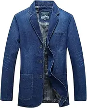 [HEYDHSDC] Men's Clothes Three-Button Denim Blazer Casual Loose Youth Solid Color Denim Blazers