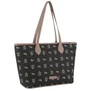 Pierre Cardin Canvas Print/Leather Trim Tote Bag 41cm - Black