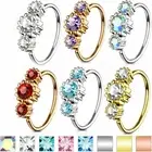 Nose Ring Hoop Ear Cartilage Helix Tragus Rook Snug Daith Piercing 20G 3 CZ Gems