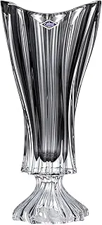 Bohemia Crystal AU52650 16" Footed Flower Vase, Home Decor Centerpiece, Plantica Smoky Gray