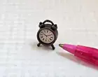 Miniature BRONZE Alarm Clock "TYPE A", ECRU Face High Detail!: DOLLHOUSE 1:12