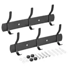 Coat Hook Rack Wall Mounted with 3 Hooks Hook Rail Wall Hangers Black 2Pcs