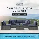 LONDON RATTAN 5 Seater Outdoor Lounge Furniture Wicker Set Sofa Modular Setting