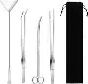 Aquarium Aquascape Tools Aquarium Landscaping Tools, 4 in 1 Stainless Steel Aquatic Plants Set, Aquarium Supplies, Long Tweezers, Scissors, Algae Scraper, Aquarium Cleaning Aquatic Plants Trimming