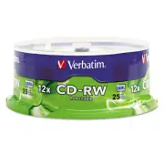 Verbatim CD-RW Discs 700MB/80min 4X/12X Spindle 25/Pk 95155