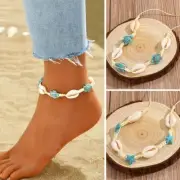 Boho Starfish Turtle Conch Shell Braided Anklet Barefoot Women Beach Jewelry