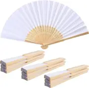 10 Pcs Handheld Folded Fan Bamboo Folding Paper Hand Held Fans for Wedding