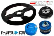 NRG 320mm Race Black S/L Steering Wheel Red St 130H Hub 2.0 Blue Release Lock BL