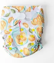 Monarch Ultimate Wipeable Cloth Nappy with Hook and Loop Closure, Lemon Squeezy