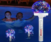 Solar Powered Floating Pool Thermometer Easy to Read Night Display Waterproof High Accuracy LED Colored Light for Perfec