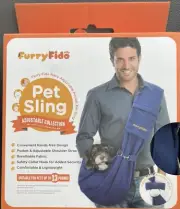 FurryFido Reversible Pet Sling Classic Collection Dogs/Cats, Up to 13lbs, Navy