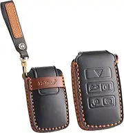 ontto Leather Key Fob Cover Fit for Land Rover Discovery 5 2020-up Smart Remote Key Protector, Fit for Range Rover Sport Vogue Evoque, Jaguar E-PACE I-PACE XE XJ XF, Black