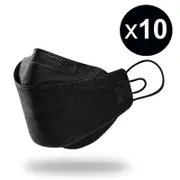 10pcs Inkmasters KF94 Classic Black Face Masks 4-Layer Filters Breathable Comfortable Adjustable Earloop