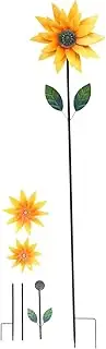 BESPORTBLE Rotating Windmill Yellow Lawn Iron Wind Spinners Outdoor Colored Windmill