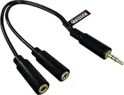 20cm 3.5mm Stereo Jack Cable Audio Splitter - Male to 2X Female - Splits Audio Signal from 1 Device to 2 Outputs