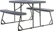 Flash Furniture Easy Folding Plastic Kids Outdoor Picnic Table and Benches-Commercial Grade-Recommended for up to Age 5, Set of 1, Grey