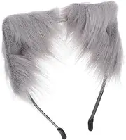 Plush Cat Ears Hairband Cat Ear Headband Grey Cat Ear Hair Hoops Party Headdress