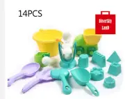 Soft Plastic Sandpit Truck Bucket Toys Kids Square Sand Pit Beach Play 14 pcs