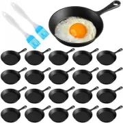 20 Sets 4 Inches Cast Iron Skillets Mini Black Iron Nonstick Frying Pan Small...