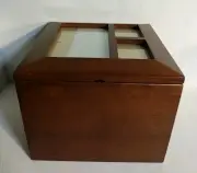 Malannco 8"W x 8"L x 6"T Wooden Photo Box 8 Sections Hold 18 Pics Each+ 3 On Top