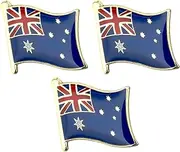 [Panda Loco] 3 X Australia National Country Flag Lapel Metal Enamel Pin Badge, One Size, Metal