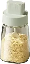Glass Condiment Box with Spoon, Transparent Seasoning Jar with Lid, Salt Sugar Sauce Storage Container, Kitchen Holder, 1 Pack Airtight Seasonings Pot for Cooking